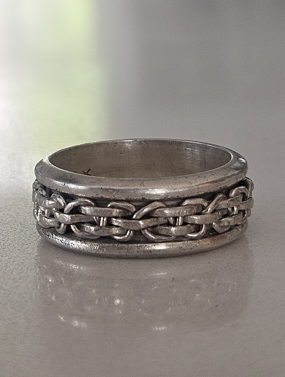 Vintage Rare Taxco Braided Sterling Silver Fidget Spinner Ring Size 10
